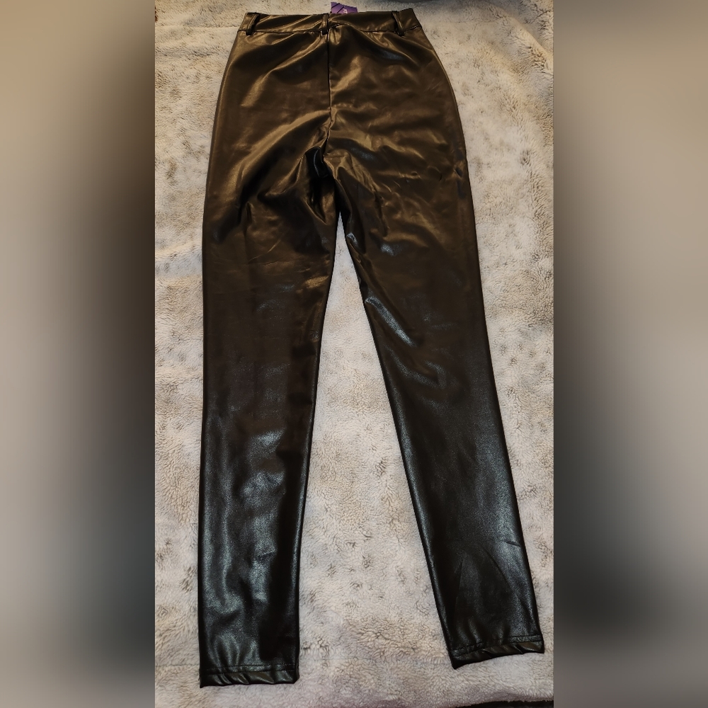 NWT !! FAUX LEATHER PANTS ! - Picture 2 of 2